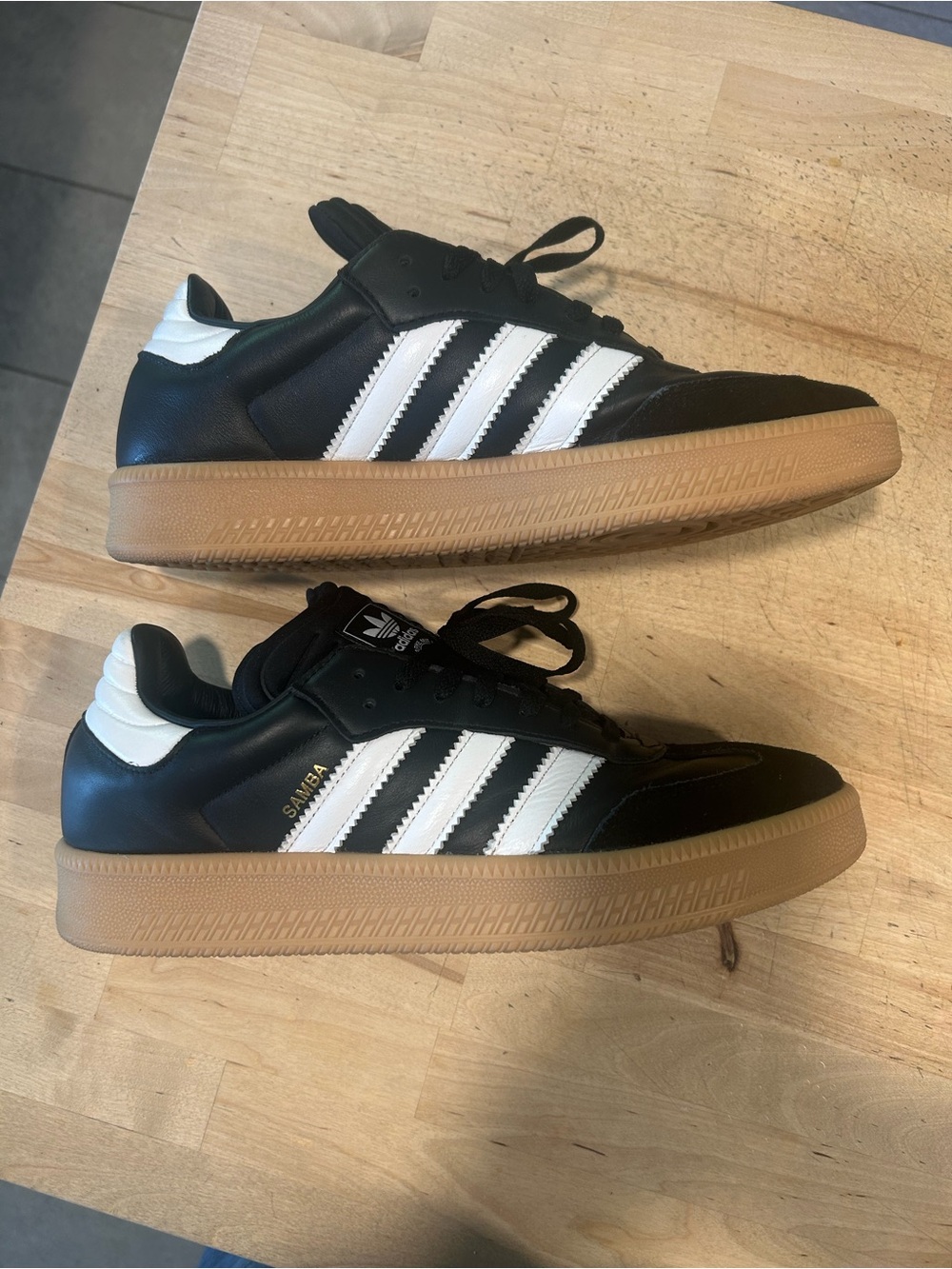 adidas Black White Gum Samba Low-Profile Sneakers